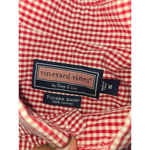 Vineyard Vines Mens Red Check Tucker Shirt Medium - Picture 5 of 7